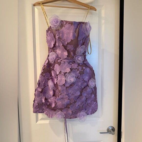 Bronx and Banco MINI DRESS JASMINE LILAC MARAYA lavender Floral Strapless - Picture 7 of 16